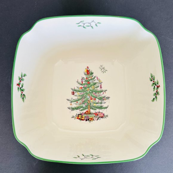 SPODE "Christmas Tree" Large Square 10" Bowl NWT - Picture 4 of 9
